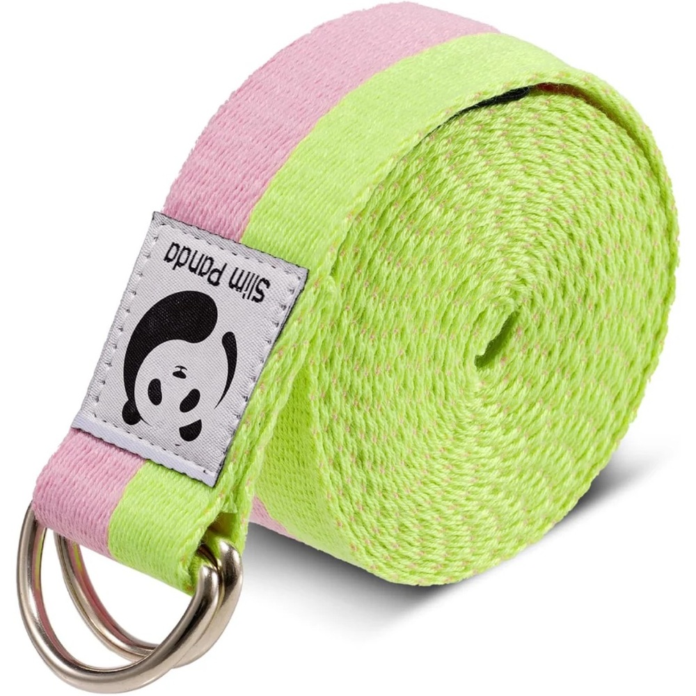 Slim Panda Pink and Green Yoga Strap